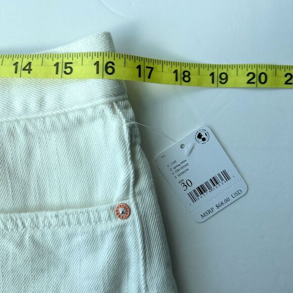 Free People Size 30 White Denim Shorts High Rise Button Fly Distressed Festival - Picture 7 of 9